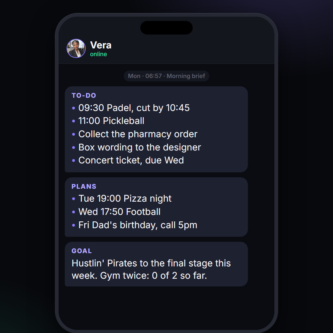 A morning brief on the phone: to-do, plans, goal